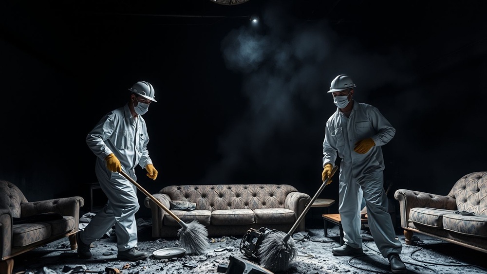 Limpieza post incendio en Badalona y cercanías