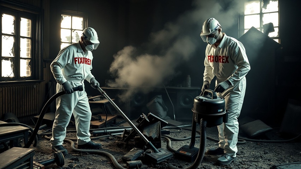 Limpieza post incendio en Esplugues de Llobregat