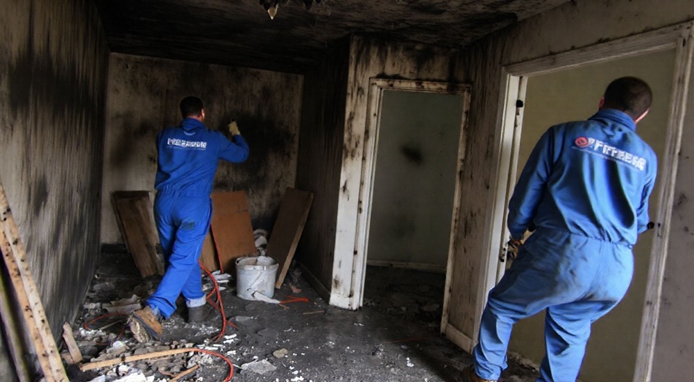 Limpieza post incendio en L'Hospitalet de Llobregat