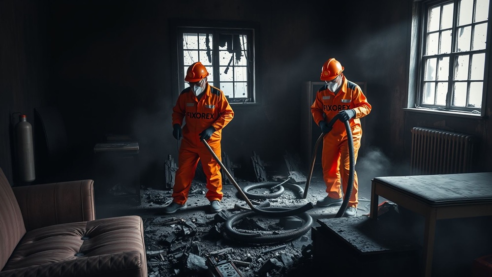 Limpieza post incendio en Pineda de Mar