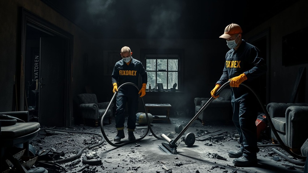 Limpieza post incendio en Ripollet