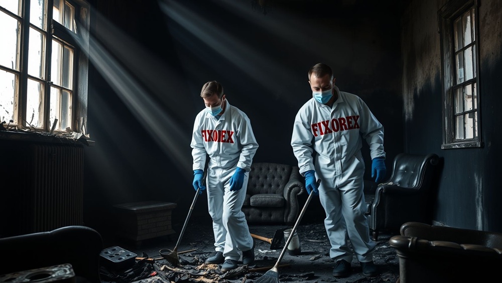 Limpieza post incendio en Santa Coloma de Gramenet